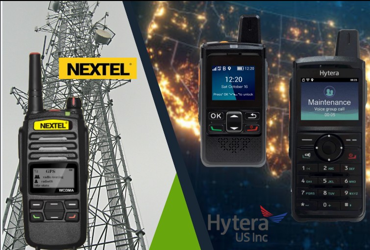 Side-by-side comparison of a legacy Nextel radio next to modern Hytera PoC push-to-talk over cellular radios.